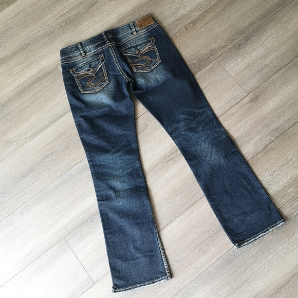 NEW! SILVER JEANS Womens Mckenzie Dark Wash Flap Embroidered Straight Leg Jeans - Picture 12 of 16